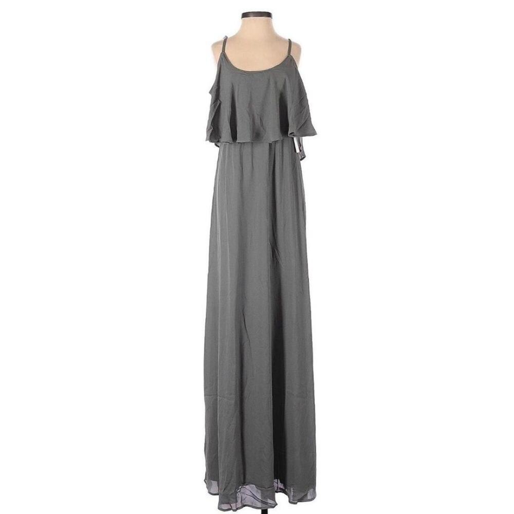 Long maxi grey dress women xsmall dark fairycore wedding guest formal
